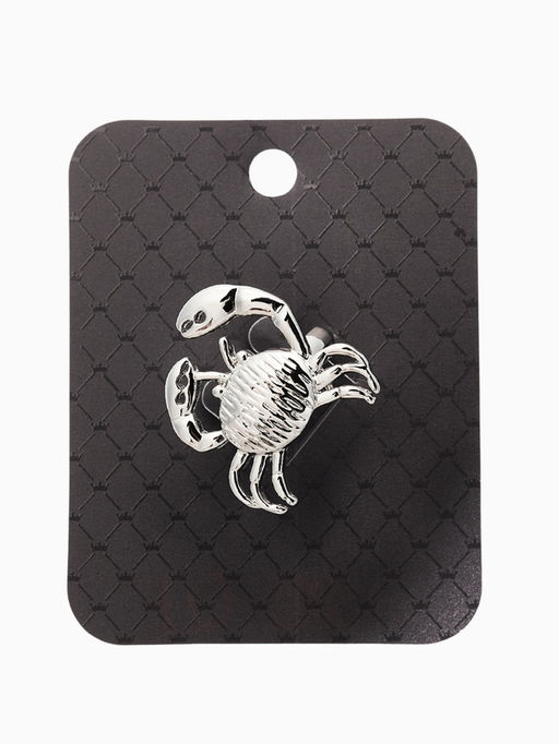 Кольцо "Краб", безразмерное, цвет серебро