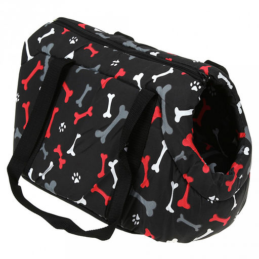 Сумка-переноска для кошек и собак набор 2шт: 42х25х27,5см, 35х20х22,5см "Косточка", ткань х/б, синтепон, черный (Китай)