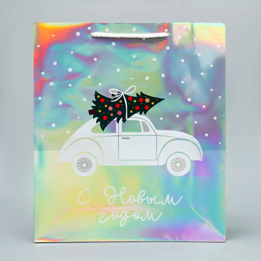 Пакет голографический Спешу к тебе, M 26 30 9 см - Дарите счастье фото 2