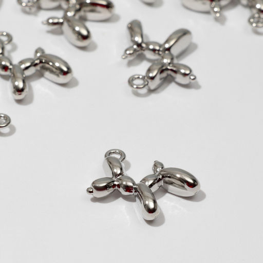 Подвеска Собачка, набор 10 шт. цвет серебро