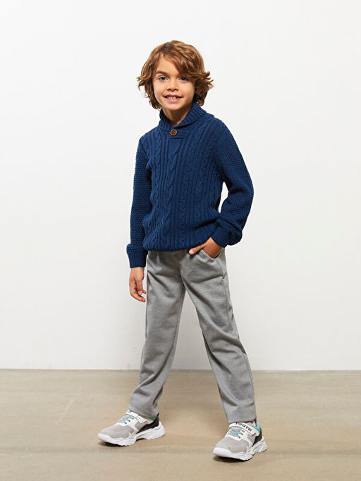 ?al Yaka Sa? ?rg?s? Kendinden Desenli Erkek ?ocuk Triko Kazak - Waikiki фото 2