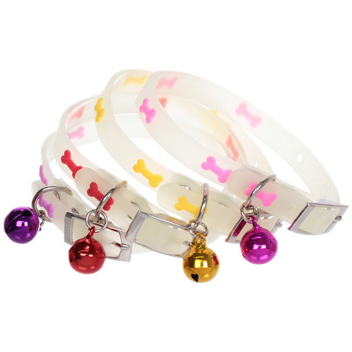 Цена за 6 шт. Ошейник для кошек с колокольчиком 1*30см "Neon-Кость" светящийся Ultramarine