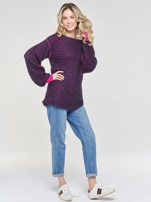 Джемпер женский BY202-40071. 3527/18-2328 т.синий/деликатная фуксия
