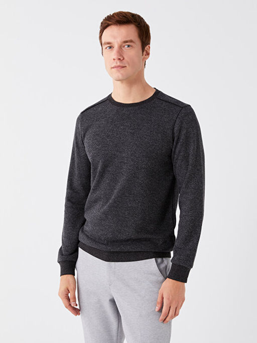 Bisiklet Yaka Uzun Kollu Erkek Sweatshirt