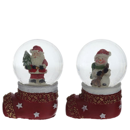 Фигурка декоративная "Дед Мороз/Снеговик" в стекл шаре, L5 W4,5 H7 см, 2в.