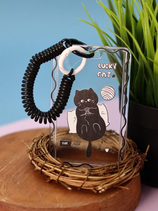 Футляр для карт с брелоком ПО ПЛАНУ. "Сat toys", transparent