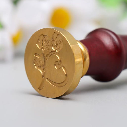 Сургучная печать с деревянной ручкой Розы и сердце, 9?2.5?2.5 см