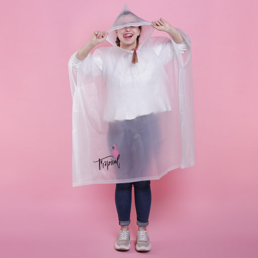 Дождевик взрослый пончо Tropical dream, оверсайз, 44-52, 97×120 см, белый