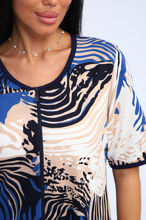 Халат женский на молнии с карманами (01057, синий) - Плиона фото 18