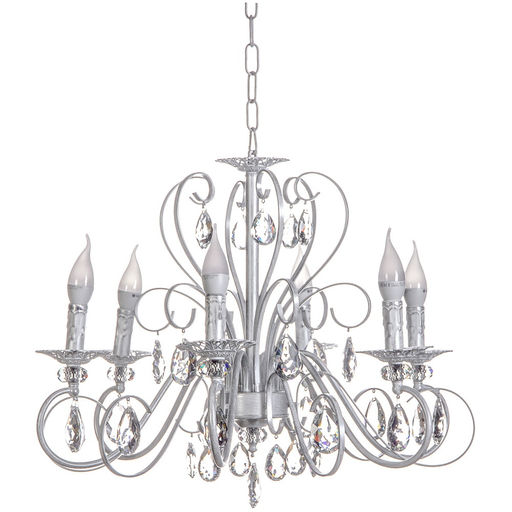 Люстра подвесная в стиле барокко "Arte" 6*40Вт Е14 29-P8525/WH белый мрамор