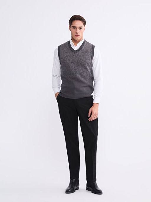 Standart Kal?p V Yaka Erkek Triko S?veter