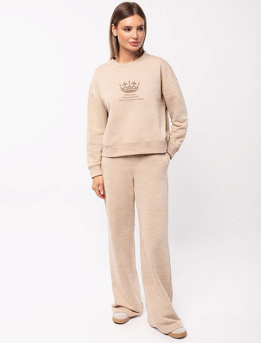 VILATTE / Свитшот из премиального футера трехнитки с авторским принтом  фото 3