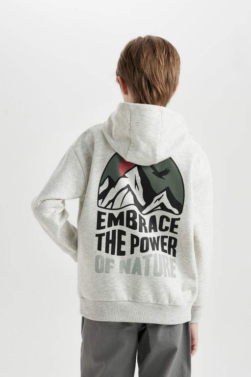 Широкая толстовка с капюшоном и принтом для мальчика оверсайз - Defacto фото 5
