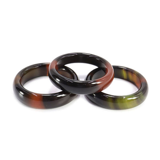 Кольцо из камня гладкое Агат привлекает достаток d-17мм-19мм