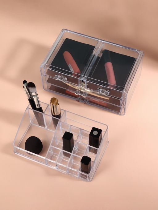 Бокс для хранения косметики, 20 секций, 23.5×14.5×19 см, 4 выдвижных ящика, прозрачный