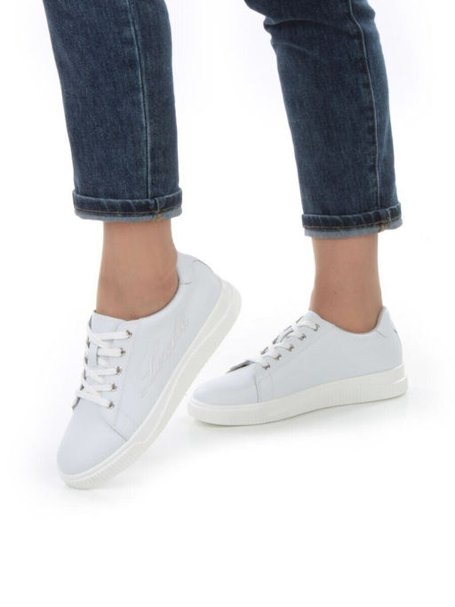 05-PDD165-1 WHITE/GRAY Кроссовки женские (натуральная кожа)