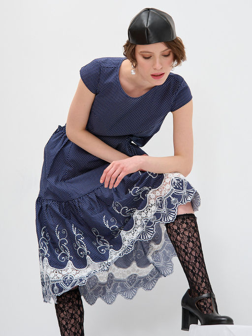 Платье миди с кружевом OD-269-3