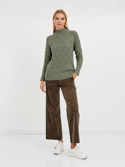 джемпер женский хлопковый с объемным узором и со спущенной линией плеча - Glenfield фото 2