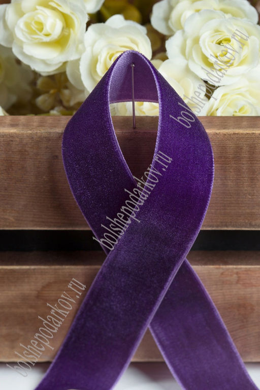 Лента бархатная 2,5 см*20 ярд (SF-2322) темно-фиолетовый №89