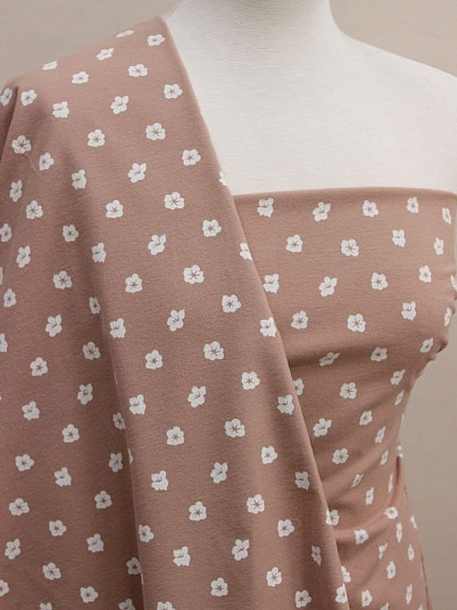 Теплый хлопок Цветочный ряд цв.розовое какао, ш.1.50м, хлопок-100%, 160гр/м.кв - Купава фото 5