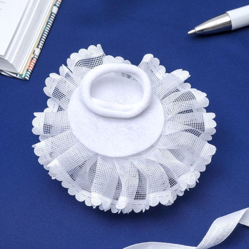 Цена за 6 шт. Бант для волос на резинке «Школьница», цветок жемчужный, d=8 см, белый