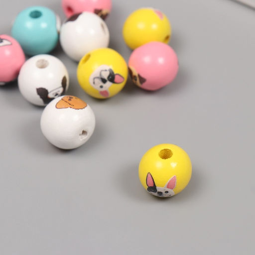 Бусины для творчества дерево «Пёсики», набор 10 шт., 1.6×1.6×1.6 см