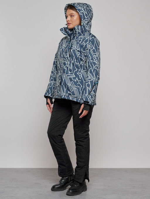 Горнолыжная куртка женская зимняя большого размера темно-серого цвета 2270-1TC - Chunmai фото 21