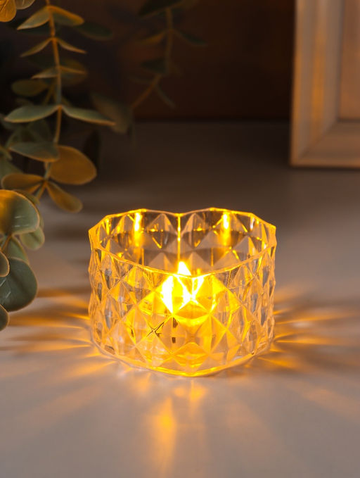 Цена за 2 шт. Светодиодная свеча LED - ночник RISALUX «В сердце», от батареек 3×LR1130, прозрачный, 6.7×6.5×3.8 см