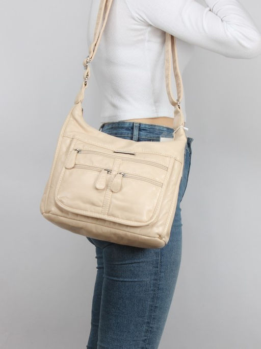 Сумка женская искусственная кожа Guecca-110, 1отд+карм/пер, плечевой ремень, св. бежевый SALE 264045 - Adelia фото 9