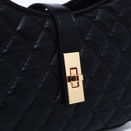 Сумка женская багет на молнии, 22×7×12 см, чёрная