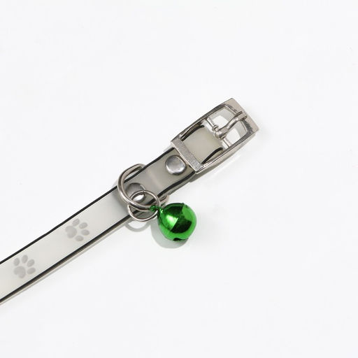 Ошейник Лапки, 28 х 1 см, ОШ 18-24 см, прозрачный/белый - Пижон фото 6