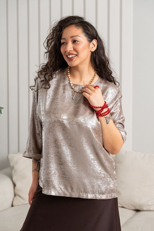 Блузка МД-2492 кофе - Angelika фото 2