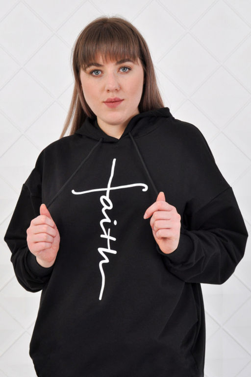 Арт. 13100 Худи женское 50-58 (5 шт) Цвет:черный