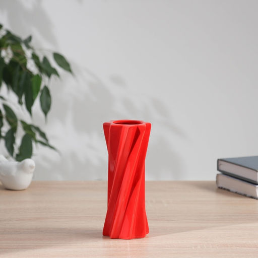 Ваза «Тьяго», виток, d=4.5 см,16×7 см, керамика, красная