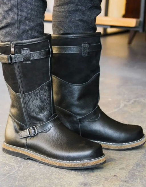 Сапоги Монголки черные с замком, войлочная подошва,