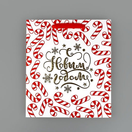 Пакет подарочный новогодний ламинированный «Новогодние леденцы», тиснение, M 30 х 26 х 9 см