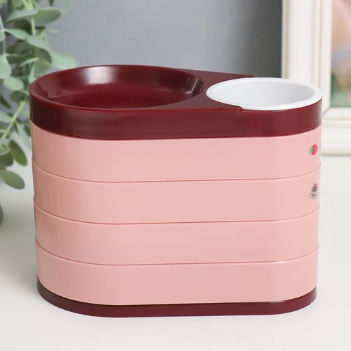 Шкатулка для украшений пластик Капелька. Пять уровней розовая 15,5х9,5х11 см - Simaland фото 3