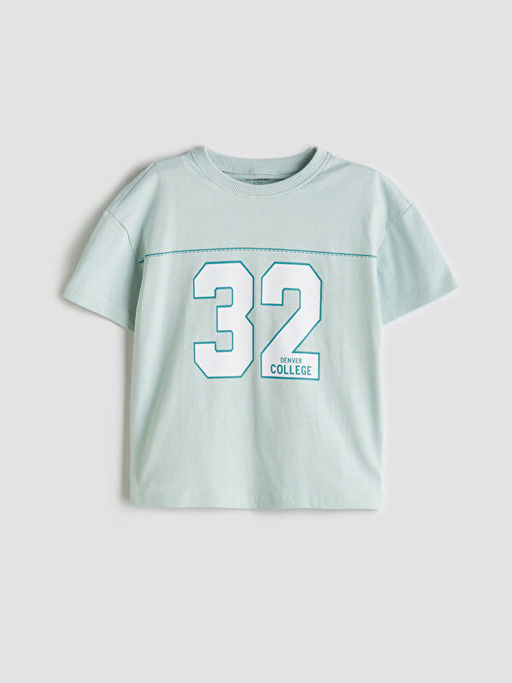 Bisiklet Yaka Bask?l? Erkek ?ocuk Ti??rt