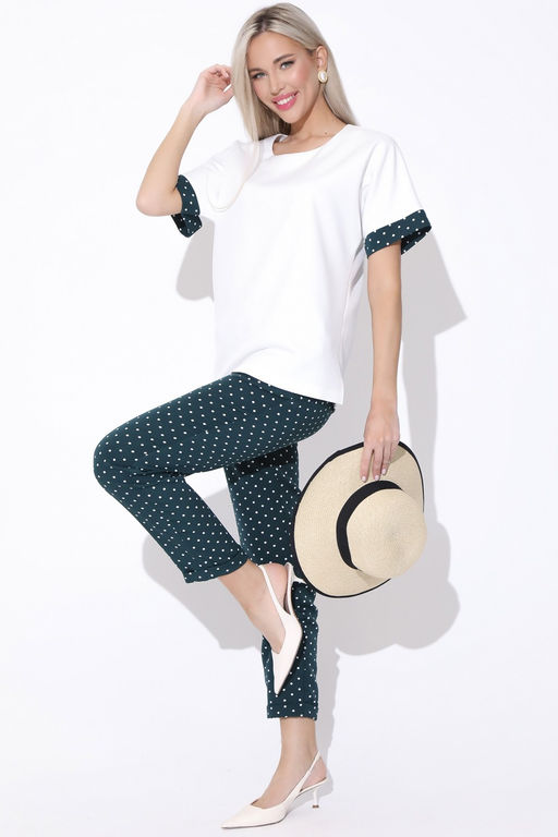 Брюки Саббиани (горох изумруд) - Эльза фото 6