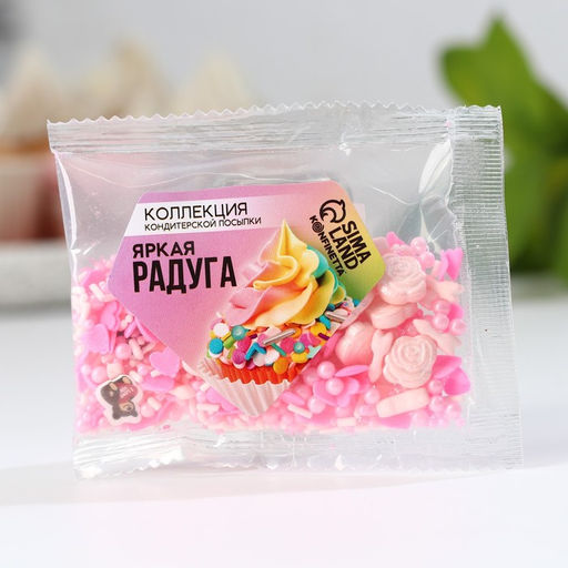 Посыпка кондитерская фигурная Сердечки и розы: белая, розовая, красная, 25 г. - Simaland фото 4