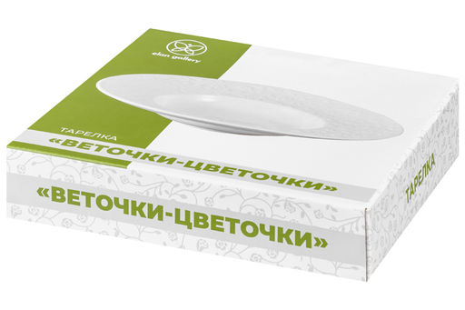 Тарелка глубокая Elan Gallery Веточки-цветочки фарфор 25×25×5.5 см фото 6