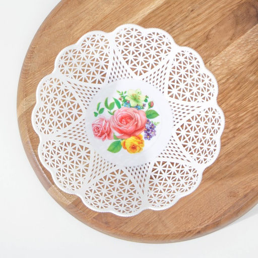 Цена за 2 шт. Ваза для хлеба и фруктов Кубань. Сердце, 18?4.5 см, белый, рисунок МИКС