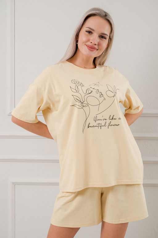 Пижама женская из кулирки Дива крем макси - Амадэль фото 6