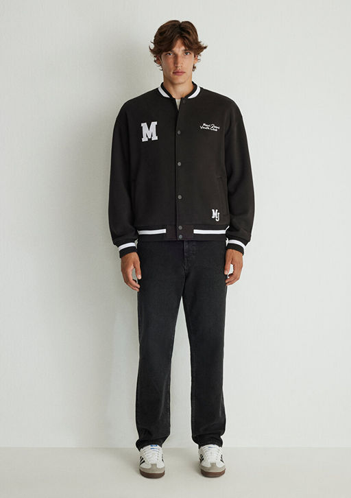M Logo Bask?l? Siyah Kolej Ceketi - Mavi фото 2