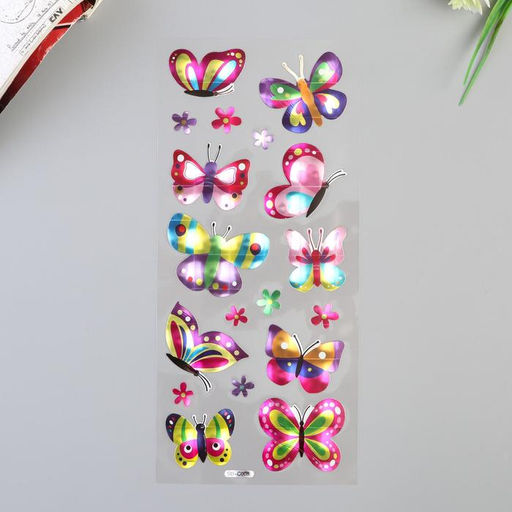 Наклейка пластик голография Бабочки МИКС 29х11 см - Simaland фото 2