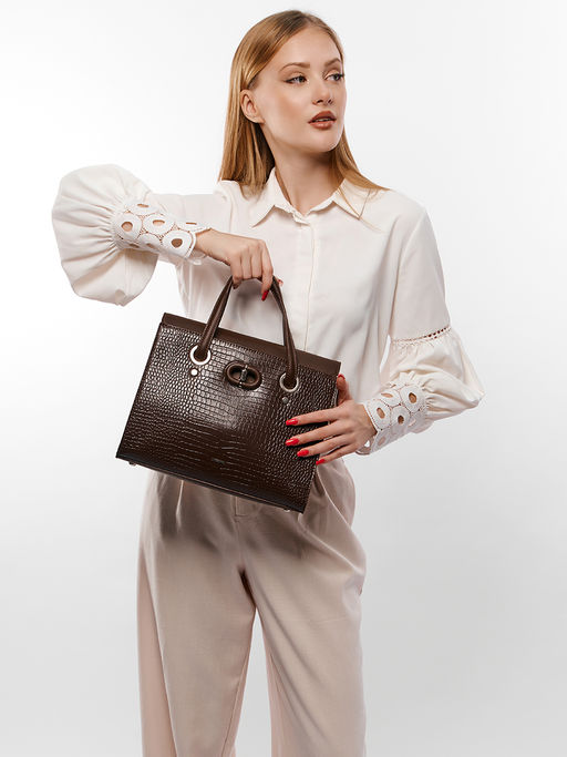 LACCOMA сумка WJD6707-коричневый эко кожа хлопок фото 3