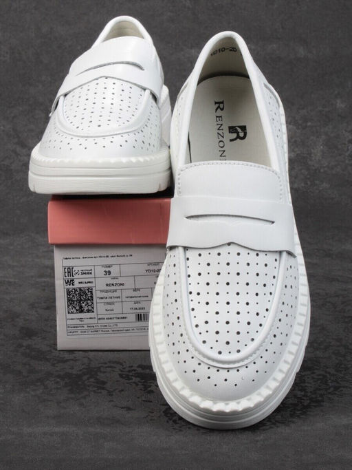 03-YD10-2D WHITE Лоферы женские (натуральная кожа)