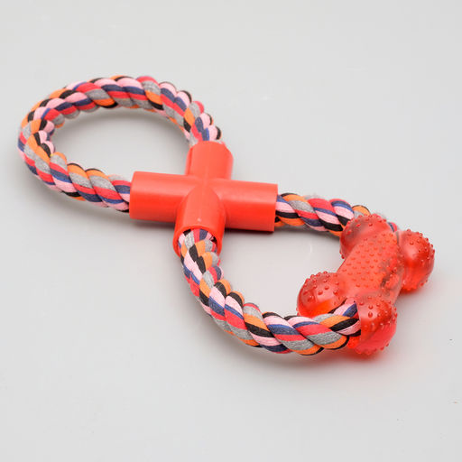 Игрушка тренировочная канатная Восьмёрка с косточкй, до 25 см. до 135 г, микс цветов - Пижон фото 2