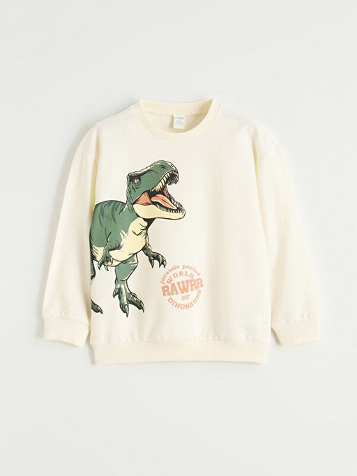 Dinozor Bask?l? Erkek ?ocuk Sweatshirt ve E?ofman Alt?
