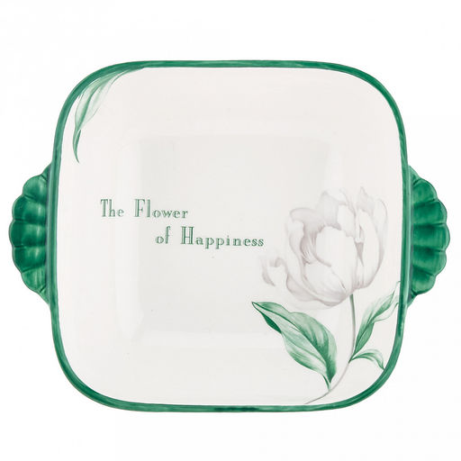 "Зе Флауэр оф Хепинис (The Flower of Happiness)" Салатник фарфоровый 700мл, 20,7х16,6х5,4см, с ручками, с деколью, отводка (Китай)